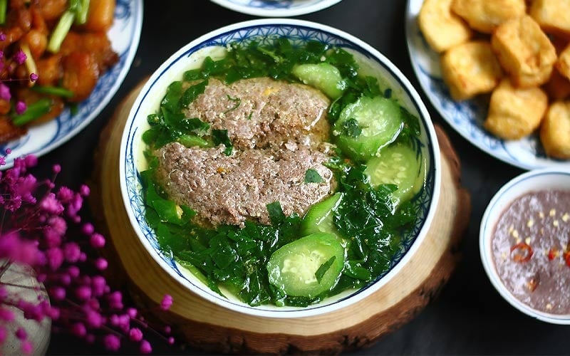 Canh cua rau đay mồng tơi 