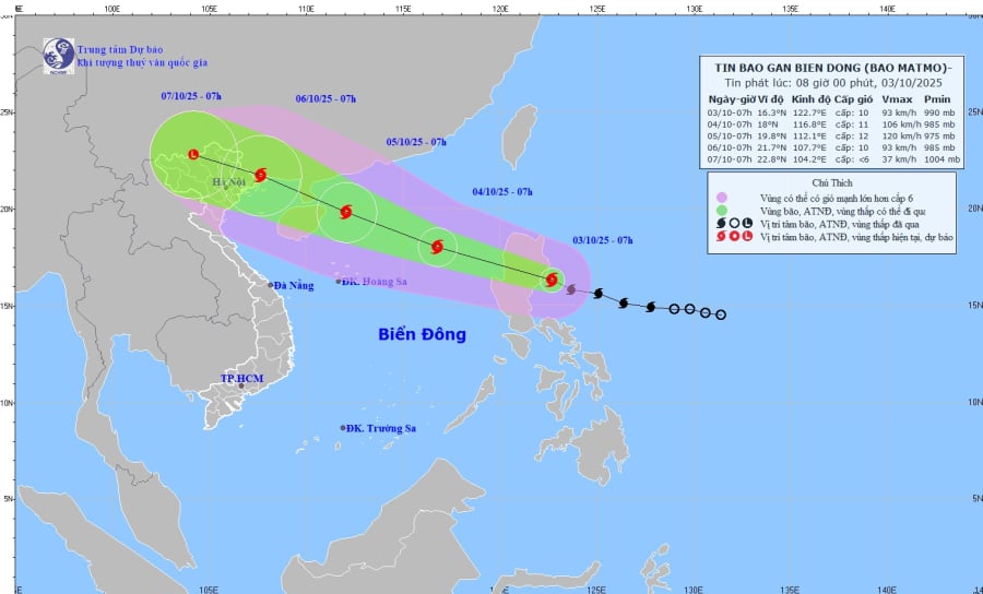 Sức gió mạnh nhất gần tâm bão đạt cấp 9-10 (75-102 km/giờ), giật cấp 13.