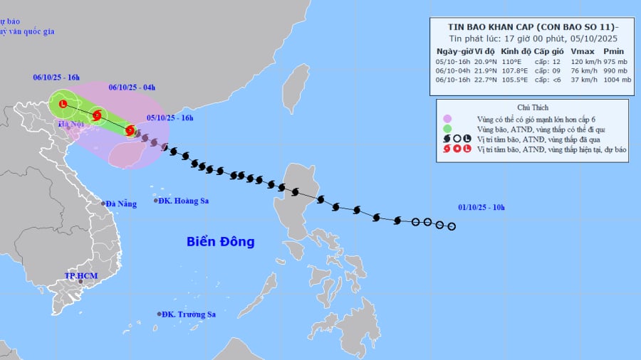 Dự báo hướng đi của bão Matmo.