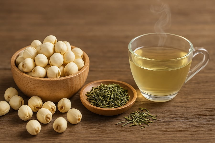 Trà tâm sen giúp an thần, hỗ trợ điều hòa nội tiết và cải thiện chất lượng giấc ngủ.