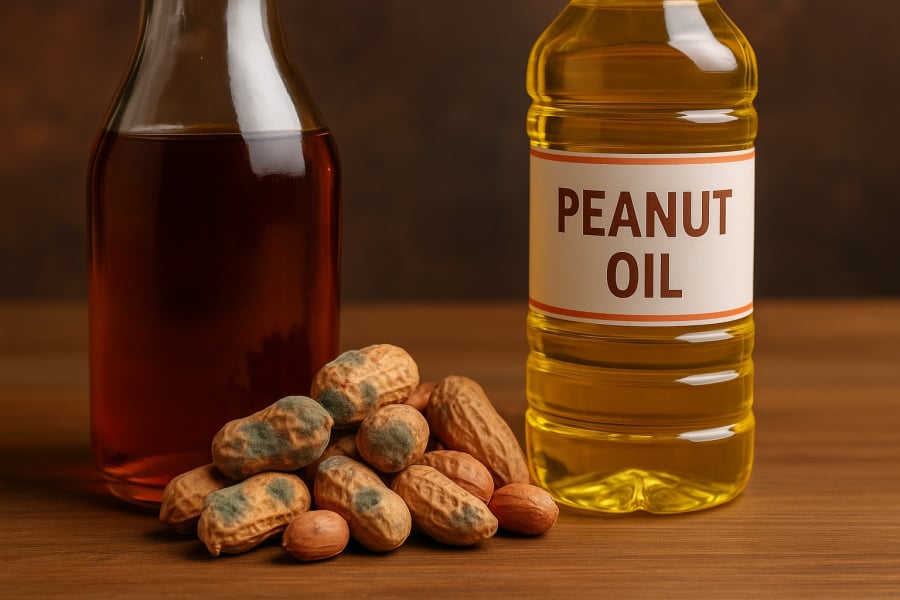 Dầu tự ép từ nguyên liệu ẩm mốc có thể chứa aflatoxin – độc tố gây ung thư gan mạnh nhất từng được phát hiện.