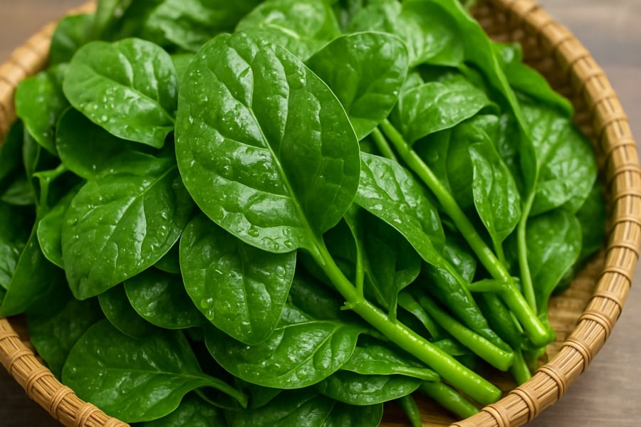 Rau mồng tơi tươi – “viên ngọc xanh” giàu canxi, vitamin và chất chống oxy hóa tự nhiên.