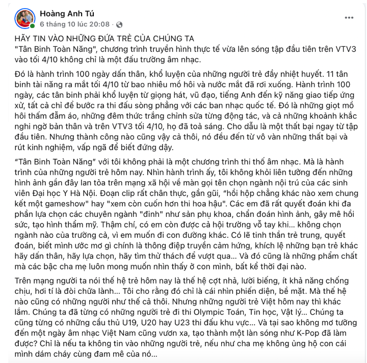 Facebook Nhà văn, nhà báo Hoàng Anh Tú