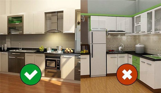 Phong thủy nhà ở rất kỵ việc đặt bếp đối diện cửa chính hoặc cửa sau