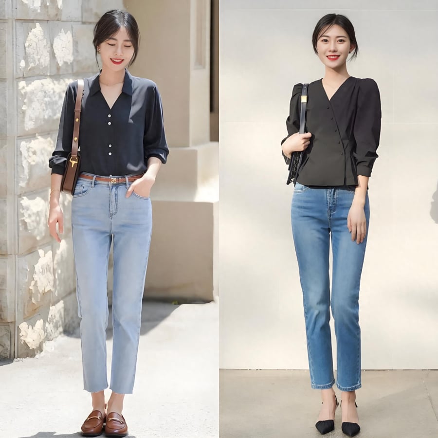 Dáng quần lưng cao cũng là lựa chọn lý tưởng vì giúp tôn chân dài, cân đối cơ thể.