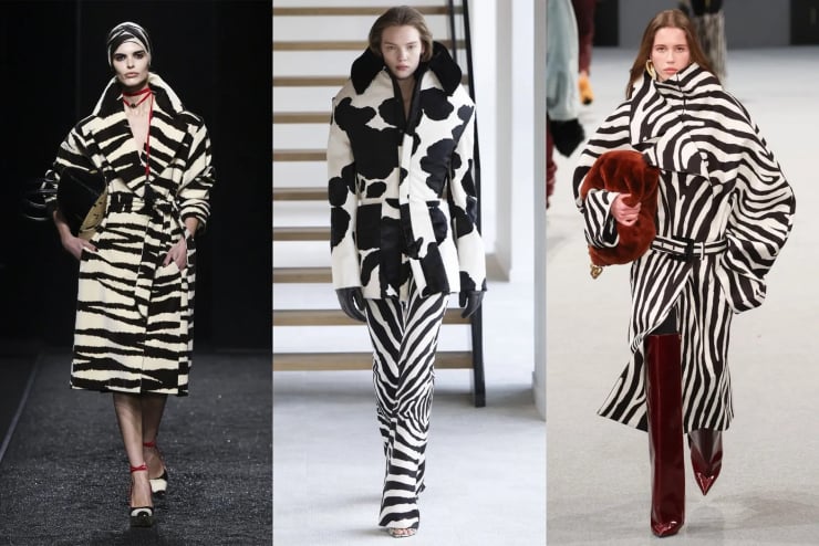 Sau khi những họa tiết da thú như da báo dần lắng xuống, họa tiết **sọc ngựa vằn** chính thức trở thành tâm điểm mùa Thu 2025
