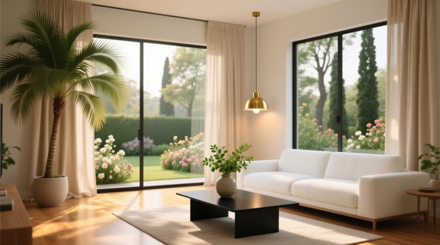Giữ ánh sáng tự nhiên và thêm cây xanh giúp ngôi nhà mùa đông luôn tràn đầy sinh khí, thu hút tài lộc.