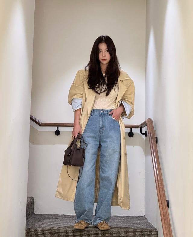 Tông be và xanh denim là sự kết hợp hoàn hảo cho mùa lạnh