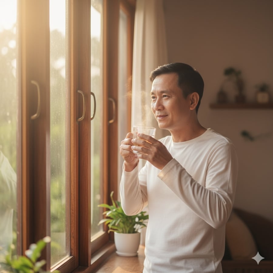 Uống nước ấm sau khi thức dậy giúp thanh lọc cơ thể và giảm gánh nặng cho thận.