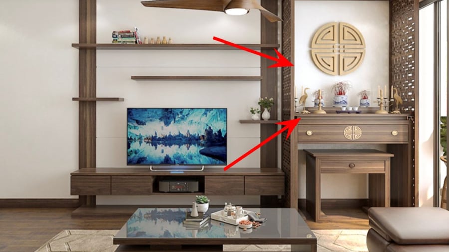 Bàn thờ không nên đặt ở các vị trí như dưới xà nhà, dưới gầm hoặc dưới chân cầu thang, gần nhà vệ sinh, gần bếp.