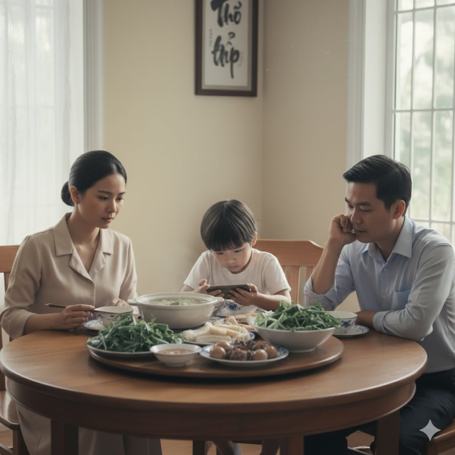 Cha mẹ cần uốn nắn sớm những thói quen xấu của con trong bữa cơm để tránh hình thành tính vô tâm, vô ơn.