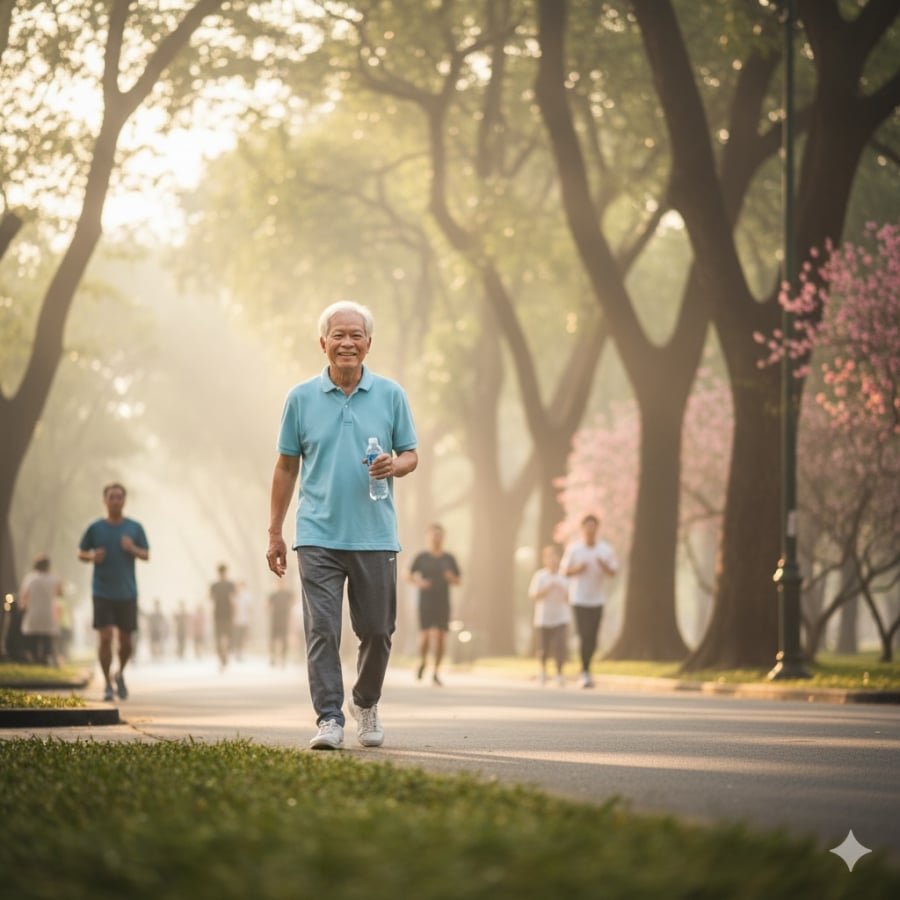 Kết hợp ăn uống lành mạnh và vận động nhẹ mỗi ngày giúp duy trì sức khỏe xương khớp ở tuổi trung niên.