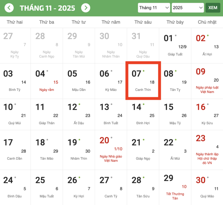 Lập đông sẽ bắt đầu từ ngày 7 tháng 11 