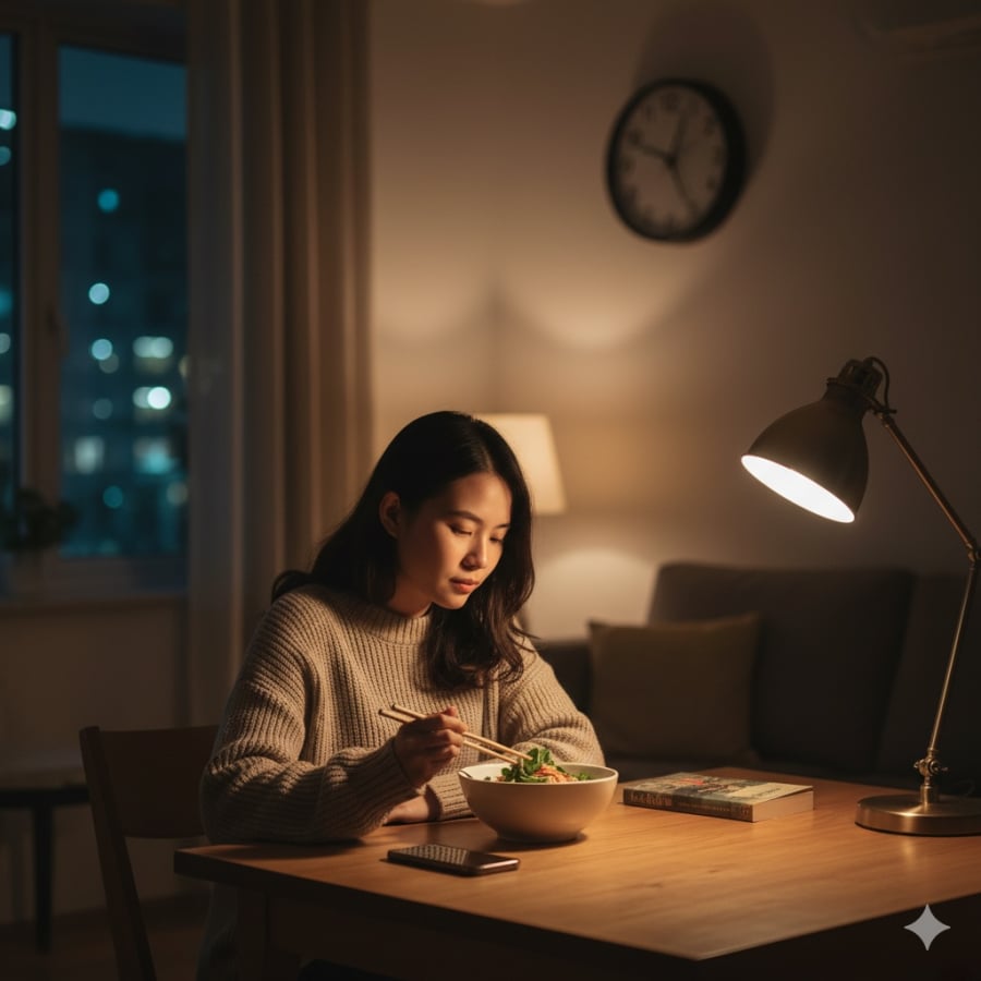 Ăn tối muộn khiến cơ thể rối loạn nhịp sinh học, tăng nguy cơ béo phì và bệnh tim mạch.