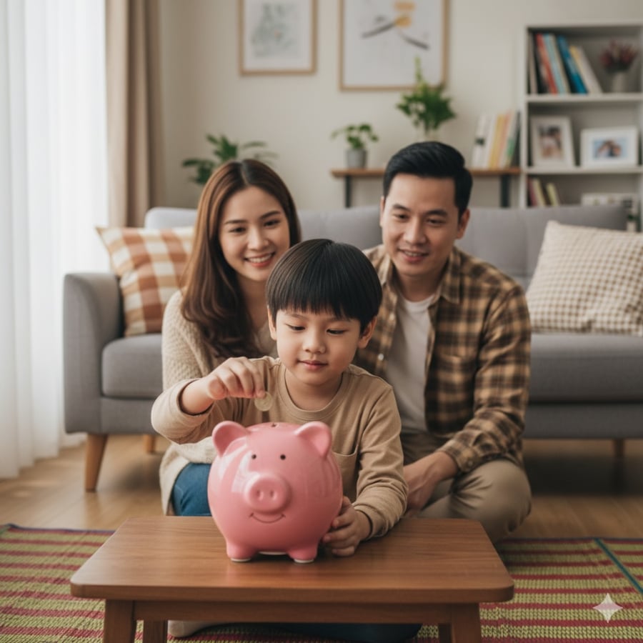 Dạy con tiết kiệm từ sớm giúp trẻ hình thành tư duy tài chính và biết trân trọng công sức lao động.