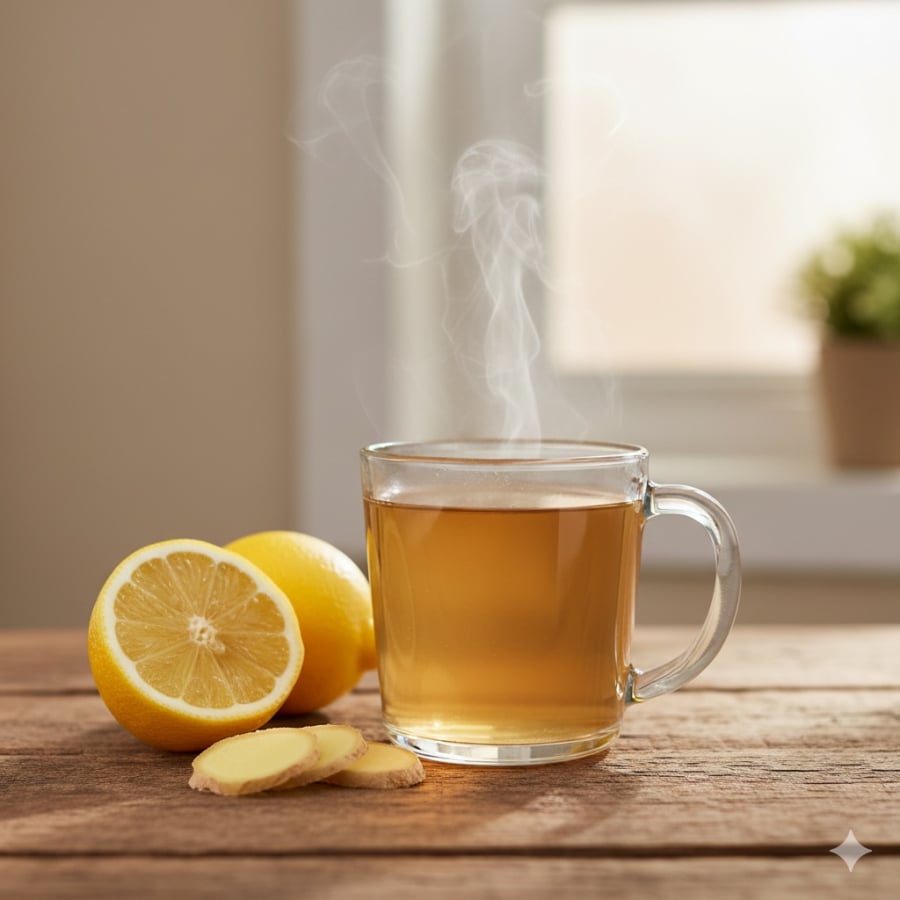 Uống nước gừng chanh ấm mỗi sáng giúp gan thải độc và cải thiện tiêu hóa.