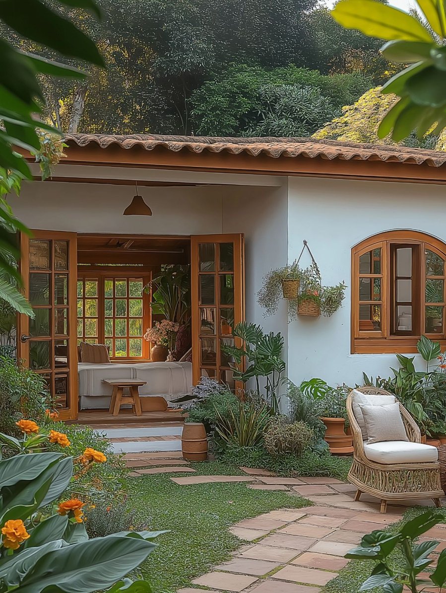 Trước cửa chính, gần cửa chính nên có cây