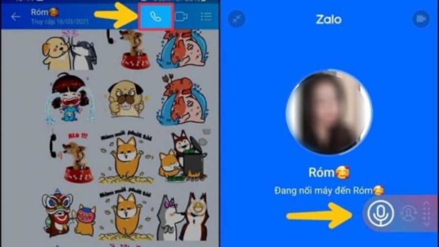 Khi thực hiện cuộc gọi Zalo, biểu tượng micro sẽ xuất hiện trên màn hình. Ấn vào biểu tượng này để bắt đầu ghi âm.