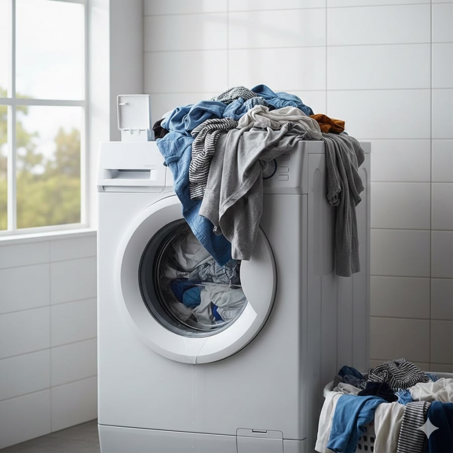Nhồi quá nhiều quần áo khiến chế độ giặt nhanh hoạt động kém hiệu quả.