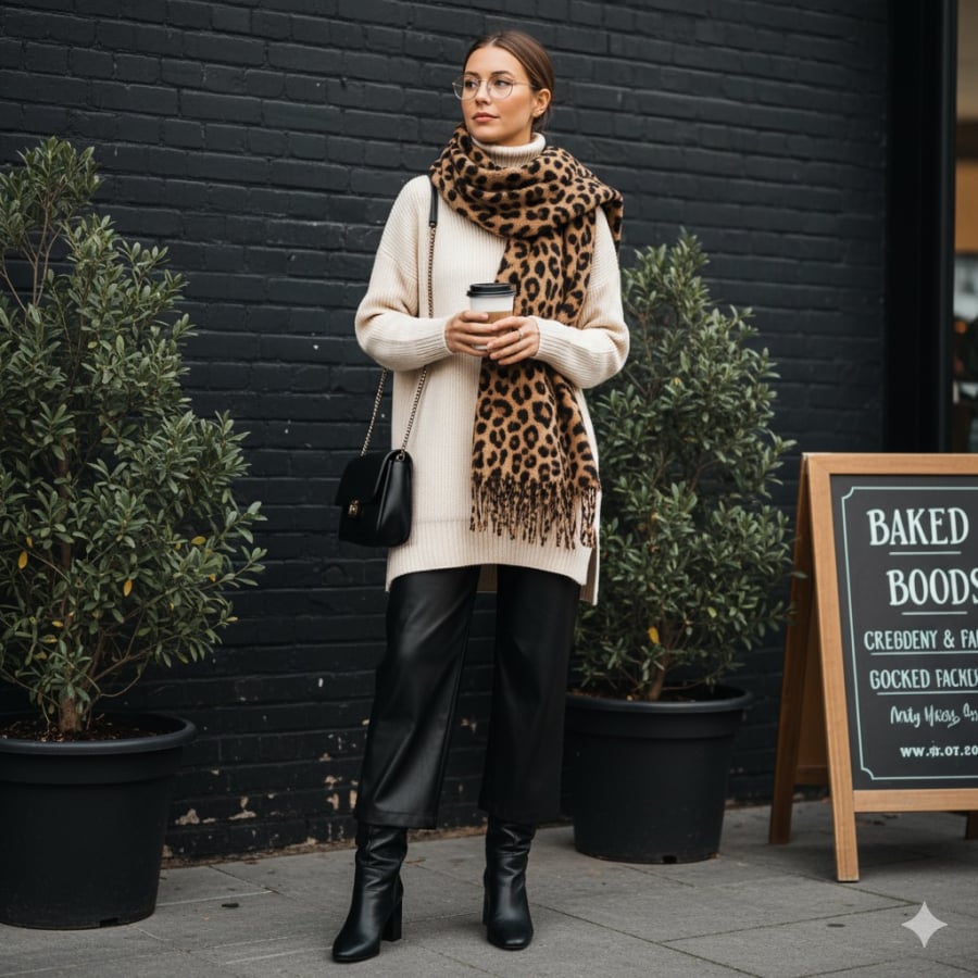 Với quần ống đứng dáng dài, boots mũi nhọn là lựa chọn lý tưởng vì tạo được đường thẳng liền mạch từ đùi xuống mũi chân