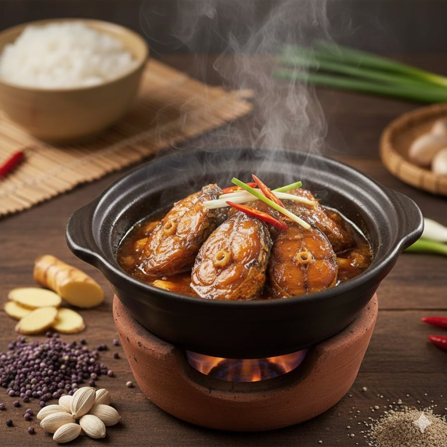 Thêm hạt tía tô, riềng, bạch đậu khấu và tiêu trắng giúp cá thơm ngon, không còn mùi tanh.