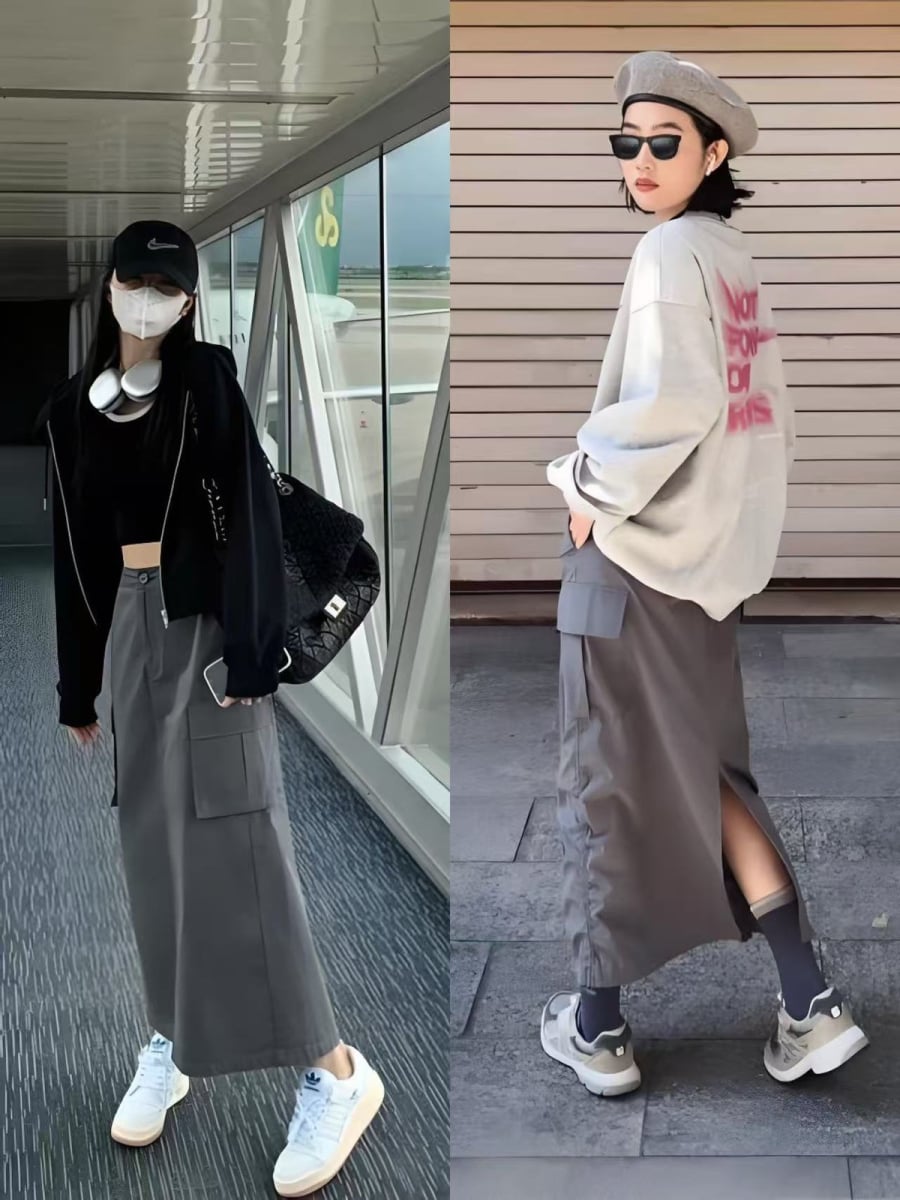 Tỷ lệ “trên gọn – dưới thoải mái” luôn là công thức an toàn, tạo hiệu ứng kéo dài chân và làm tổng thể hài hòa hơn.