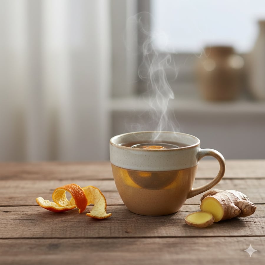 Trà vỏ quýt mang lại cảm giác ấm bụng, được nhiều người tin dùng để hỗ trợ chức năng gan thận.