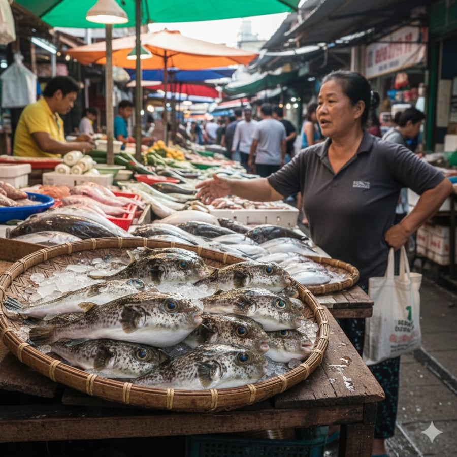 Cá nóc vẫn xuất hiện tại nhiều chợ, tiềm ẩn nguy cơ ngộ độc nghiêm trọng nếu không nhận biết đúng cách.