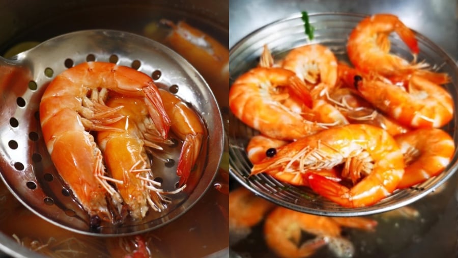 Khi luộc tôm, bạn không nên luộc quá lâu để tránh tôm bị khô cứng, mật độ ngọt tự nhiên.