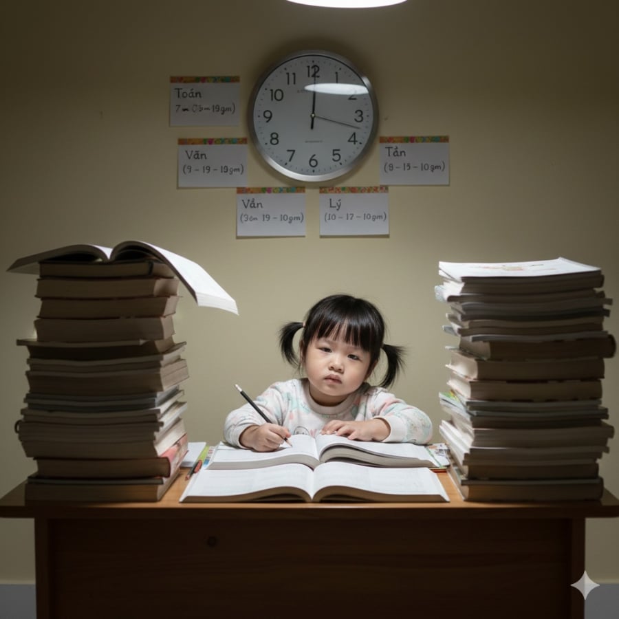 Nhồi nhét kiến thức khiến trẻ mệt mỏi, trí tưởng tượng bị thu hẹp và kém sáng tạo.