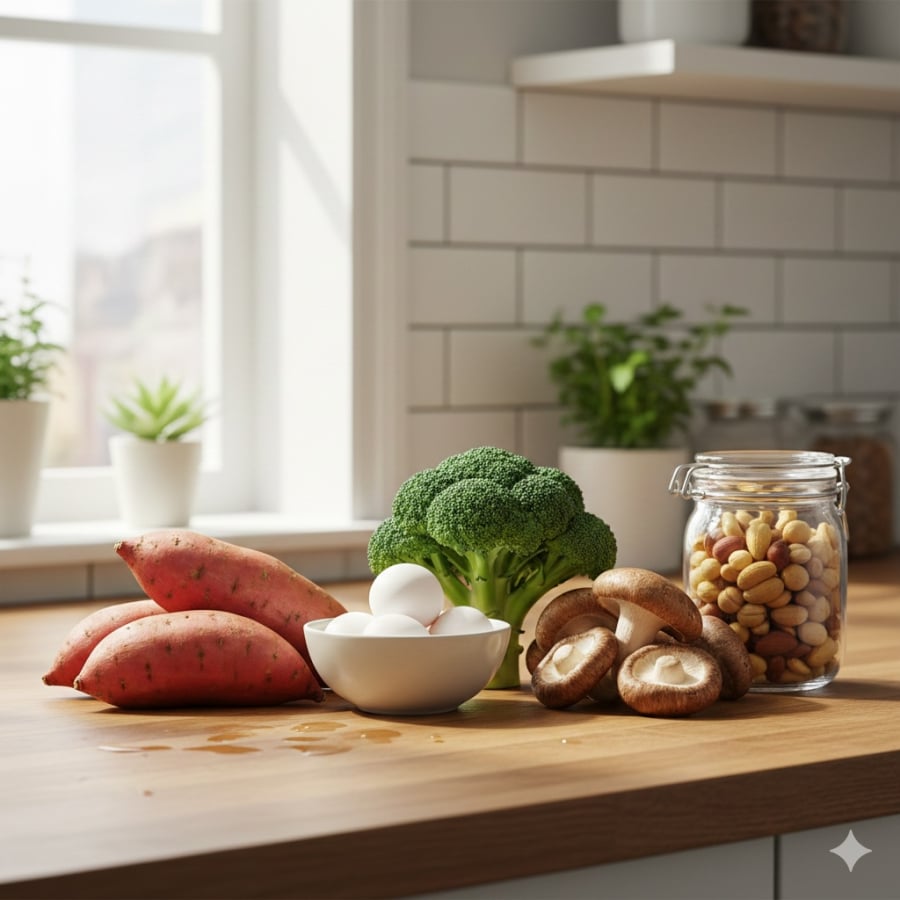 5 thực phẩm giàu vitamin giúp người U40–U60 duy trì sức bền và trẻ hóa cơ thể.