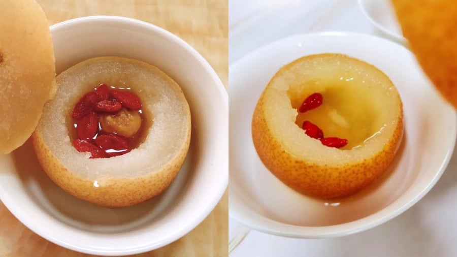 Lê hấp có tác dụng làm dịu cổ họng, giúp trị ho.