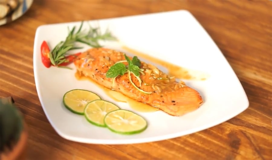 Cách làm cá hồi sốt cam ngon