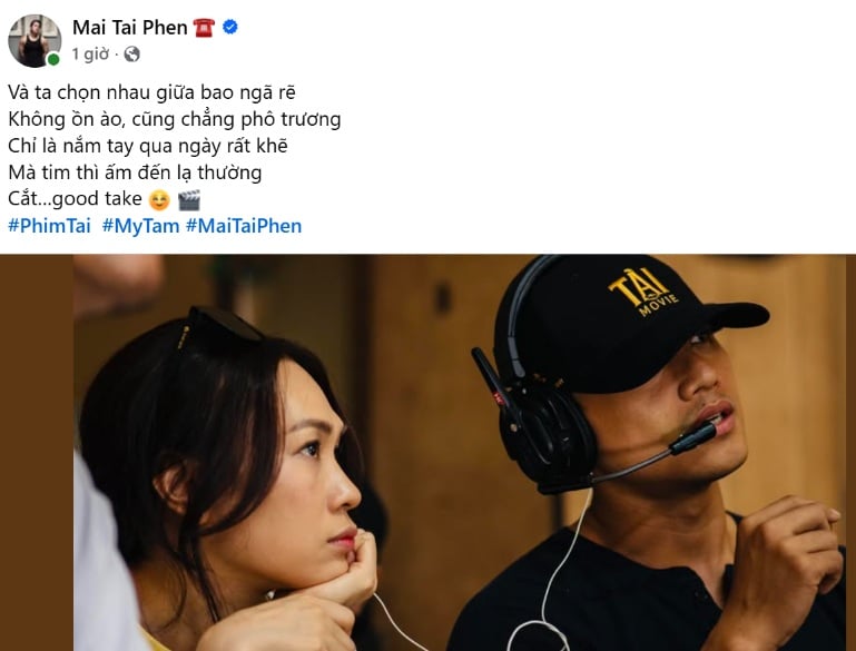 Mai Tài Phến đăng tải dòng trạng thái ngọt ngào kèm hình ảnh hậu trường