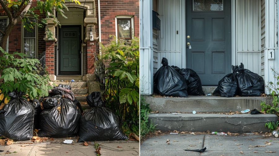 Việc đặt rác thải, đồ cũ trước nhà sẽ làm ảnh hưởng đến phong thủy của căn nhà.