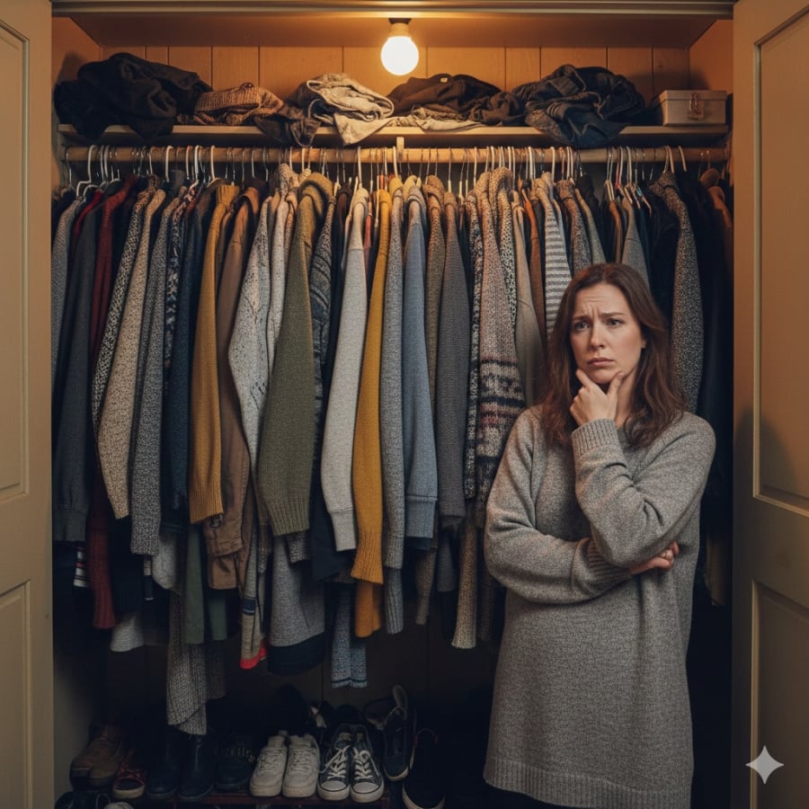 Tủ đồ càng đầy, phụ nữ càng dễ mua sắm thêm vì cảm giác “không có gì để mặc”.