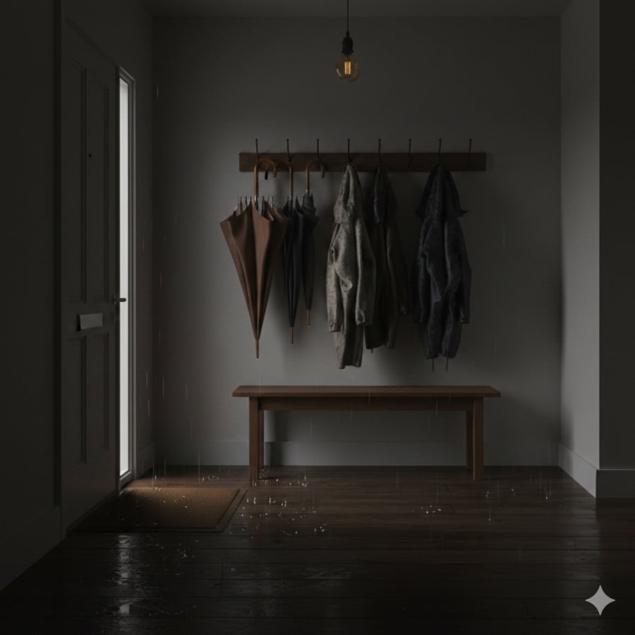 Ô, áo mưa ướt để ngay sau cửa chính khiến không gian ẩm lạnh, cản trở dòng khí tốt và làm tài lộc khó tụ.