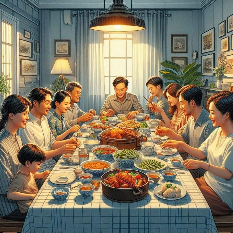 Bữa cơm gia đình thể hiện vị trí, vai trò của các thành viên