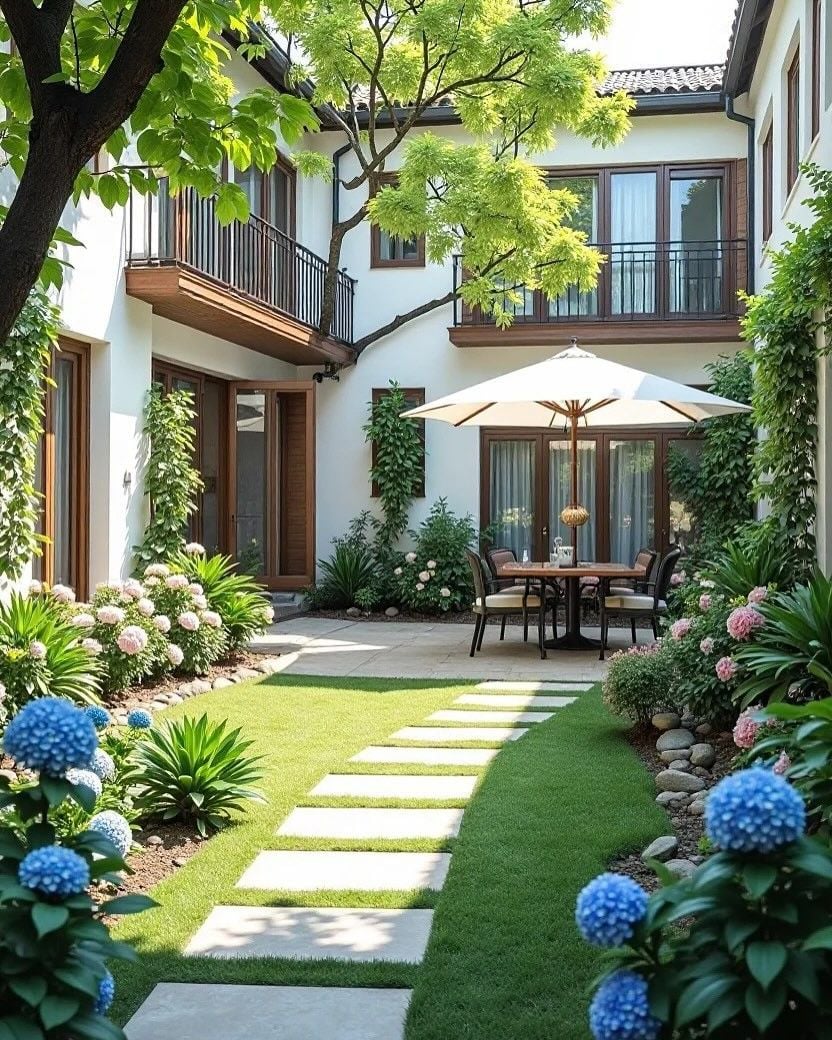 Lối vào nhà cần thông thoáng, chỉ trồng cây bên rìa