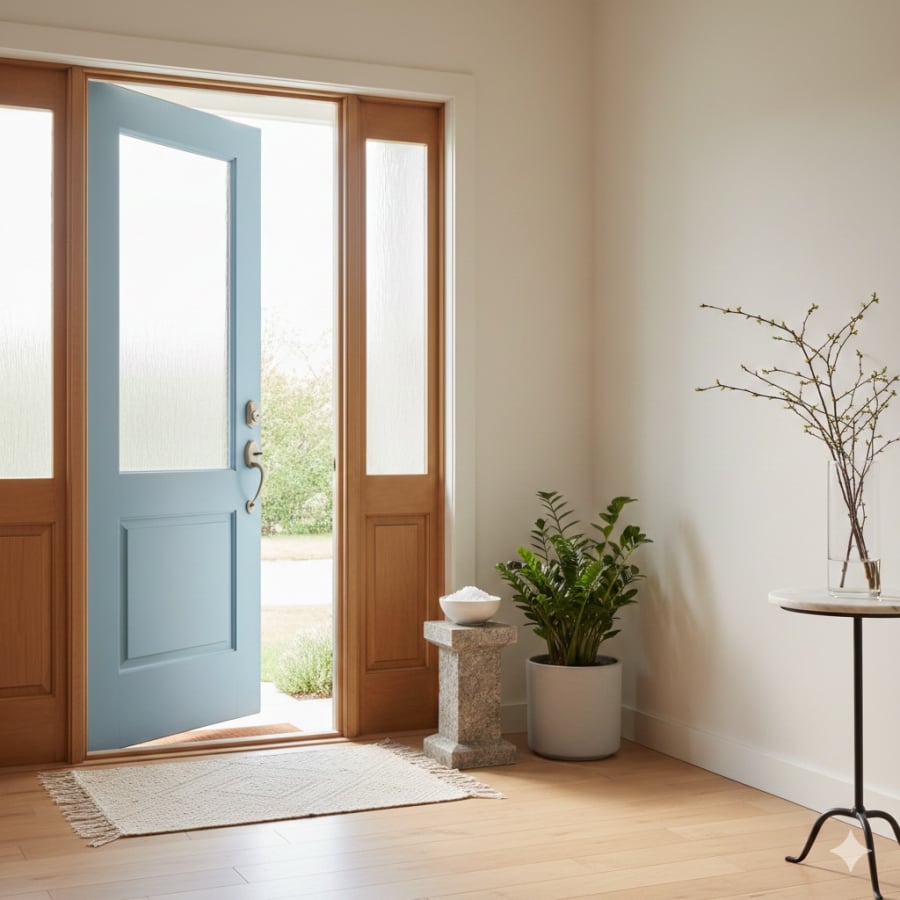 Cửa chính sạch, thoáng và có sinh khí được nhiều gia đình chú trọng để khởi đầu năm 2026 thuận lợi hơn về tiền bạc.