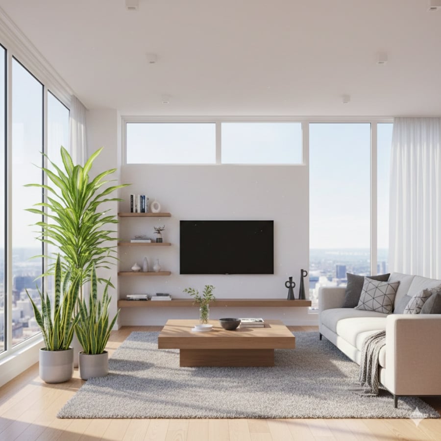 Cây xanh đặt đúng vị trí không chỉ giúp lọc không khí mà còn mang lại sinh khí tươi mới cho phòng khách đầu năm 2026.