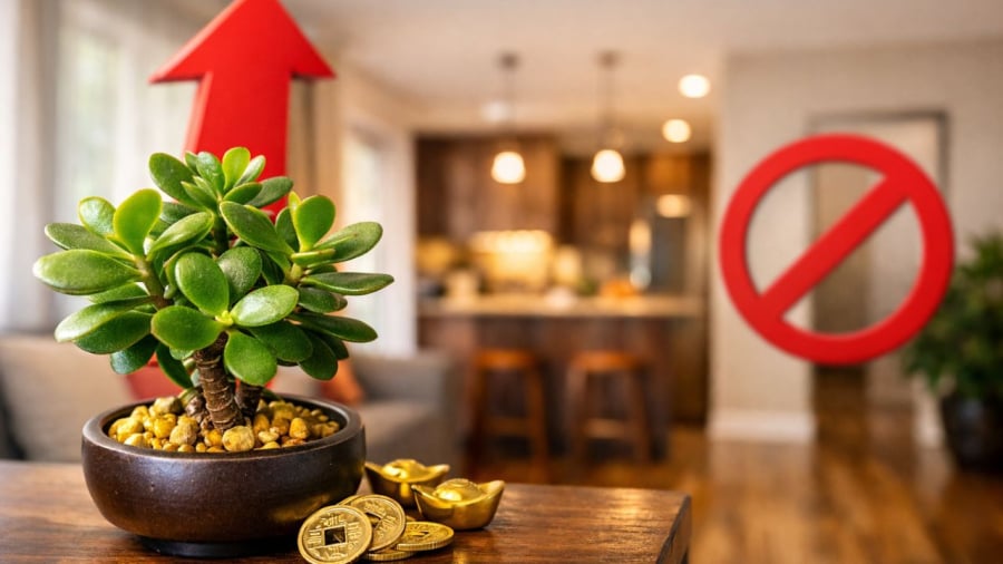 Phòng khách thích hợp đặt cây cảnh nhưng tránh cây quá lớn vướng lối đi