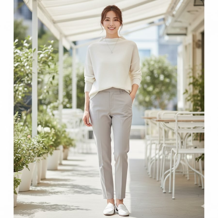 Quần âu sáng màu giúp đổi gió phong cách, giảm cảm giác đứng tuổi mà vẫn chuẩn thanh lịch.