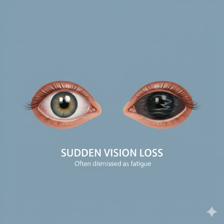 Thị lực giảm đột ngột có thể là dấu hiệu tổn thương võng mạc hoặc dây thần kinh thị giác, cần thăm khám sớm.