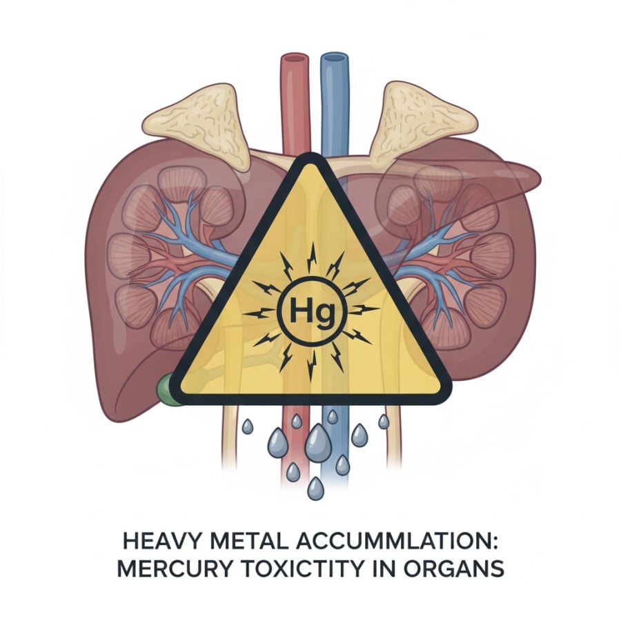 Thủy ngân trong cá có thể gây áp lực lên gan, thận và hệ thần kinh nếu tích lũy kéo dài.