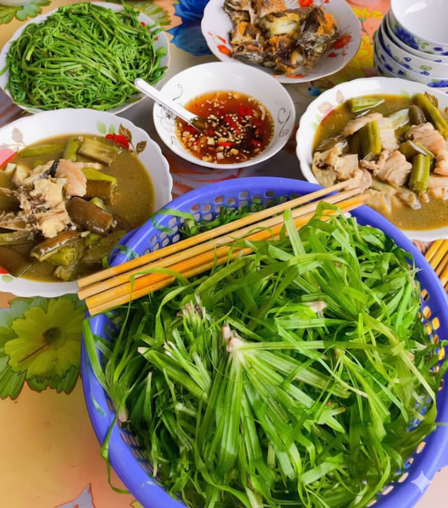 Hẹ nước chấm mắm kho: Sự kết hợp hoàn hảo giữa vị giòn xốp, thanh ngọt của rau và vị mặn mòi, đậm đà của hương đồng gió nội.  