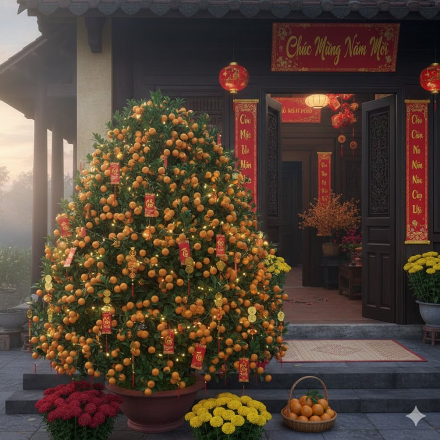 Cây quất được xem là biểu tượng của tài lộc và sự đủ đầy, phù hợp trồng trước cửa nhà để đón sinh khí đầu năm.