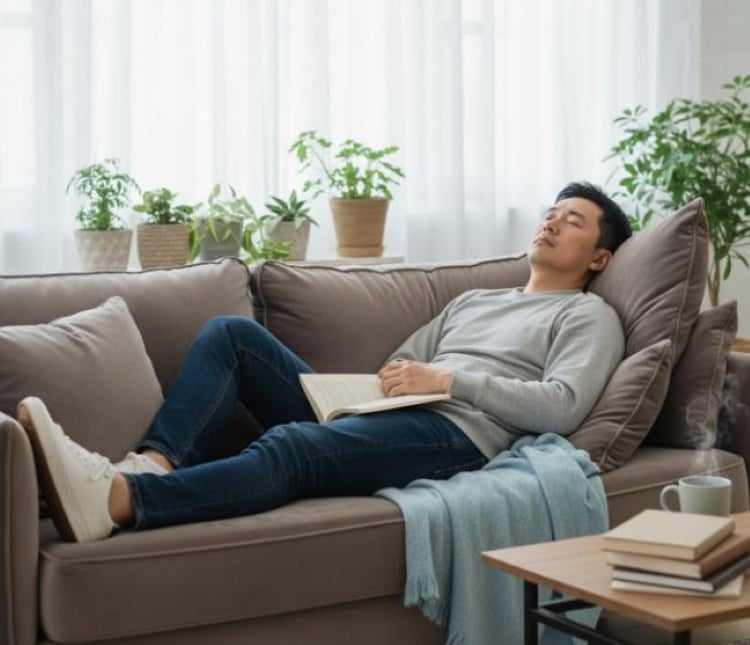 Khi ở tư thế nửa nằm nửa ngồi, cột sống thắt lưng ở vị trí cong không tự nhiên, tập trung trọng lượng phần thân trên lên một vài đốt sống ở vùng thắt lưng, dẫn đến áp lực không đều. (Ảnh minh họa)