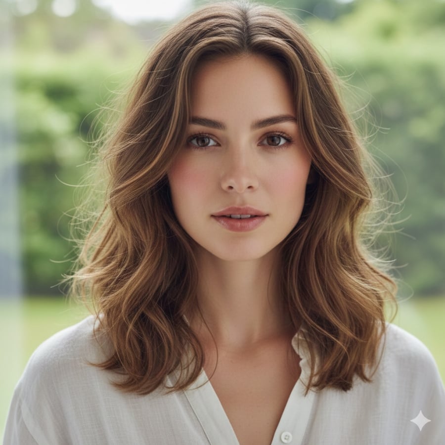 Tóc xoăn nhẹ giúp gương mặt thon gọn hơn, tạo khí chất sang chảnh theo cách rất tự nhiên.