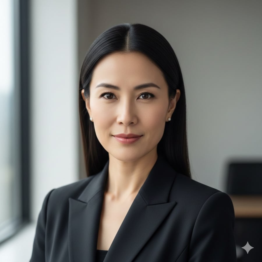 Tóc thẳng rẽ ngôi giữa tạo cảm giác chỉn chu, tối giản nhưng rất giàu khí chất.